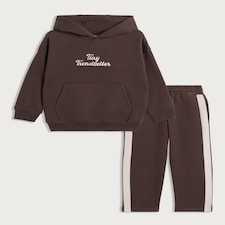 F&F Boys 2-Piece Cotton Rich Tiny Trendsetter Hoodie and Joggers Set in Brown