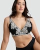 image 2 of F&F Fuller Bust Floral Lace Detail Underwired Plunge Bra in Black