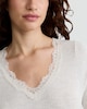 image 2 of F&F Medium Warmth Thermal Lace Trim Long Sleeved Top in Neutral