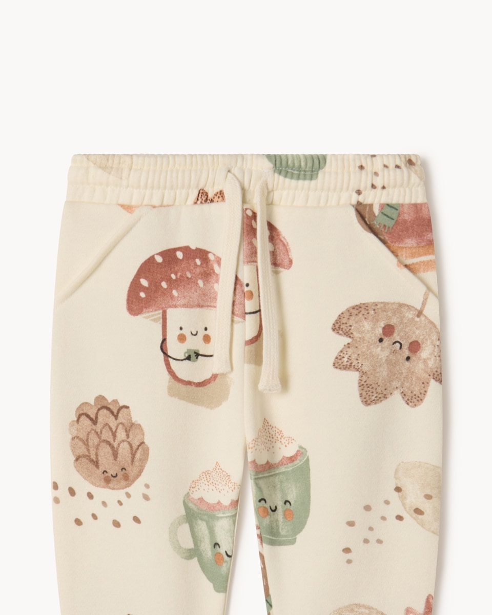 image 1 of F&F Baby 2-Pack Cotton Rich Woodland Print Joggers in Neutral