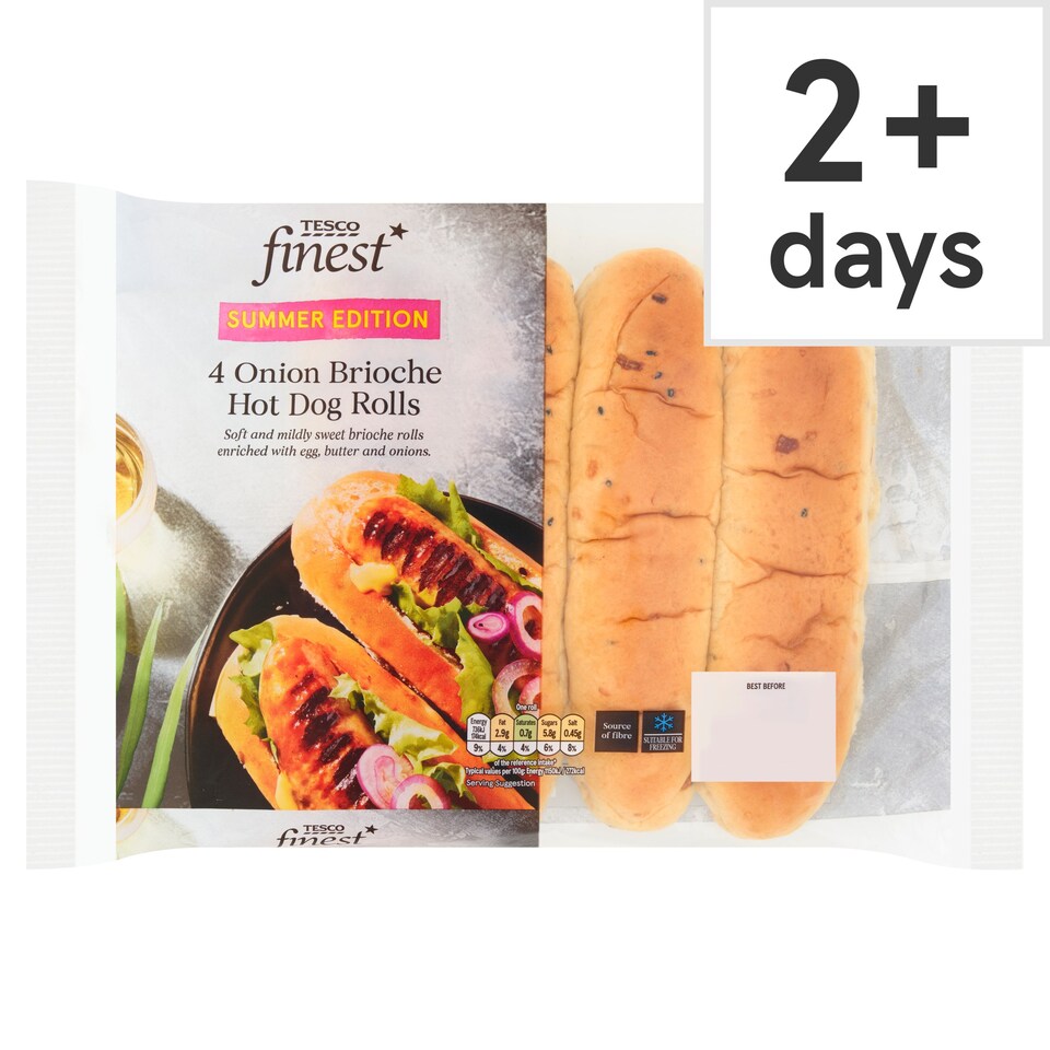 Tesco Finest 4 Onion Brioche Hot Dog Rolls Tesco Groceries