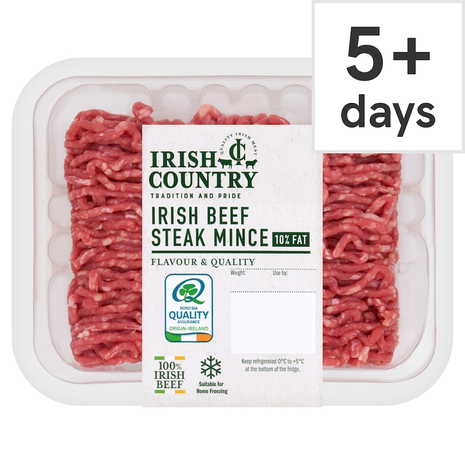 IRISH COUNTRY IRISH ROUND STEAK BEEF MINCE 10% FAT 350g