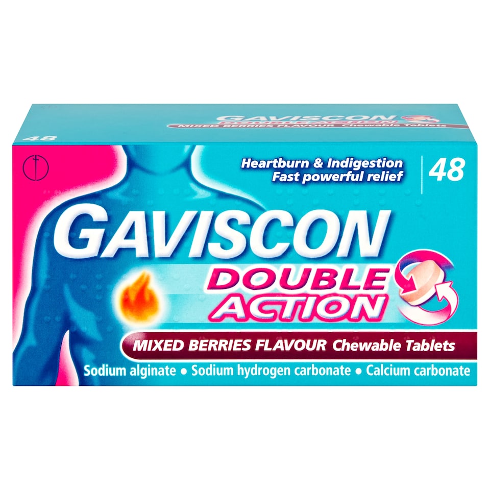 image 1 of Gaviscon Double Action Mixed Berries Chewable Heartburn & Indigestion Tablets 48s