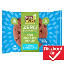 RiceUp! Zero kollagénes fehérje keksz tripla csokoládé ízű töltelékkel, hozzáadott cukor nélkül 60 g