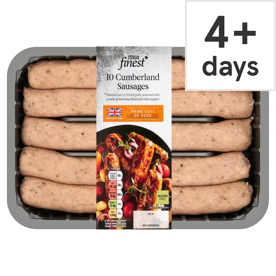 Tesco Finest British 10 Cumberland Sausages 667G