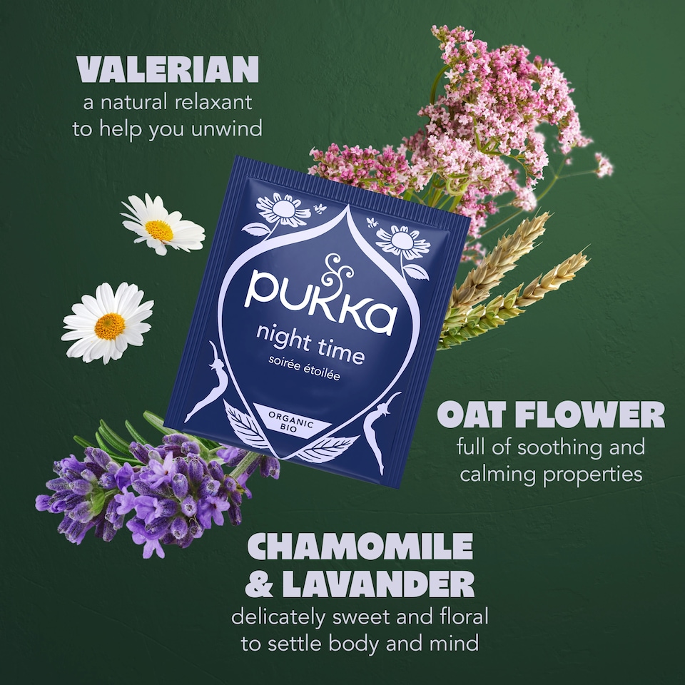image 1 of Pukka Organic Night Time Herbal Tea With Chamomile 20 Sleep Tea Bags 20g