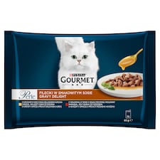 GOURMET Perle Gravy Delight Multipack s kuřetem a s hovězím v ochucených omáčkách 4 x 85g