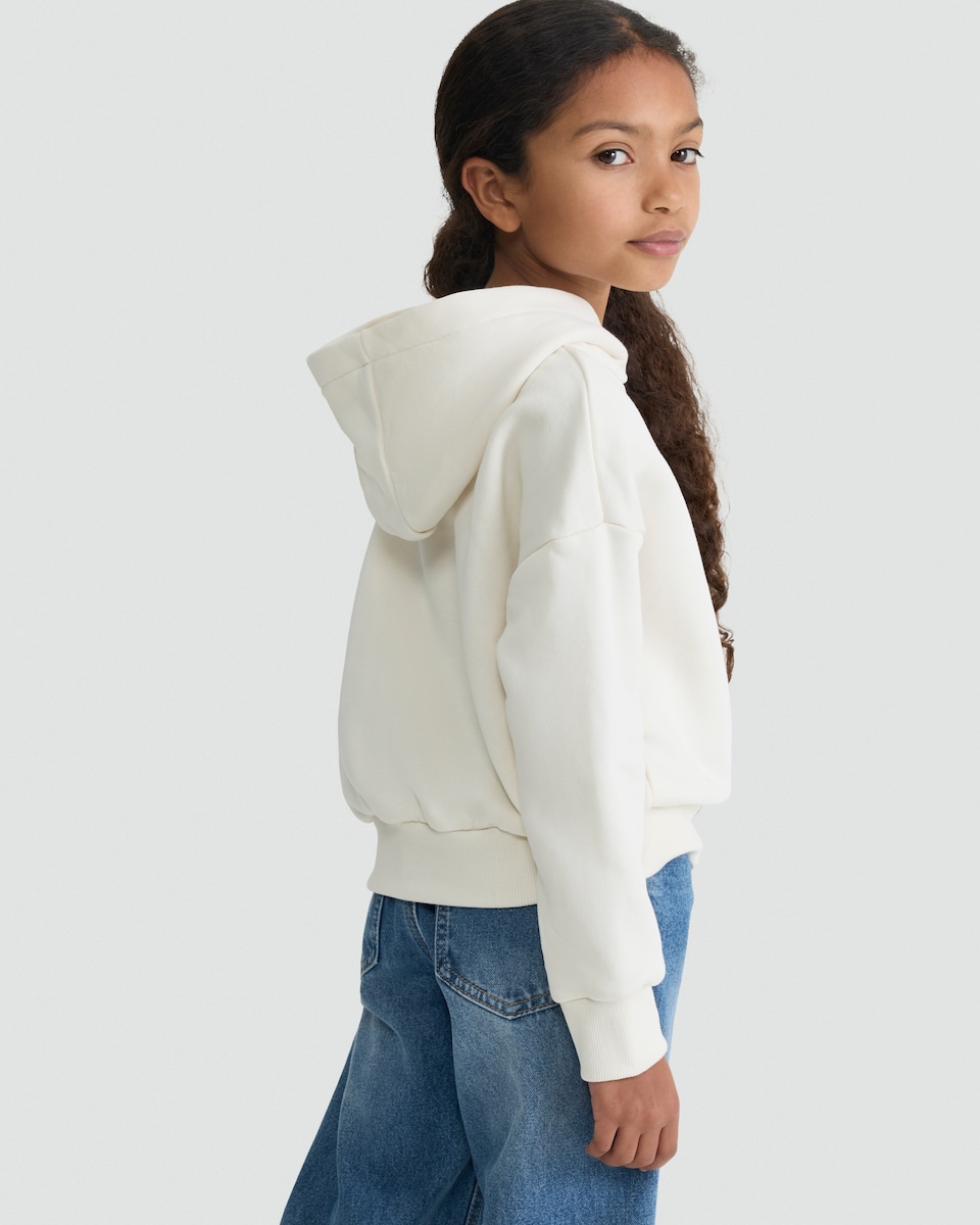 image 1 of Disney Stitch and Angel Pumpkin Spice Print Cotton Rich Hoodie in Cream