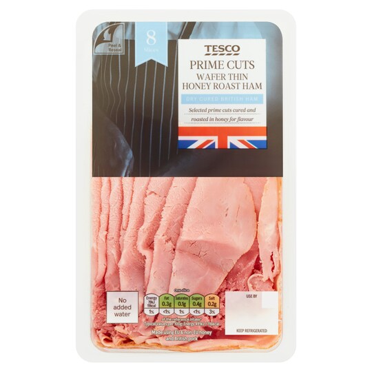 Tesco British Pork Wafer Thin Honey Roast Ham 125G