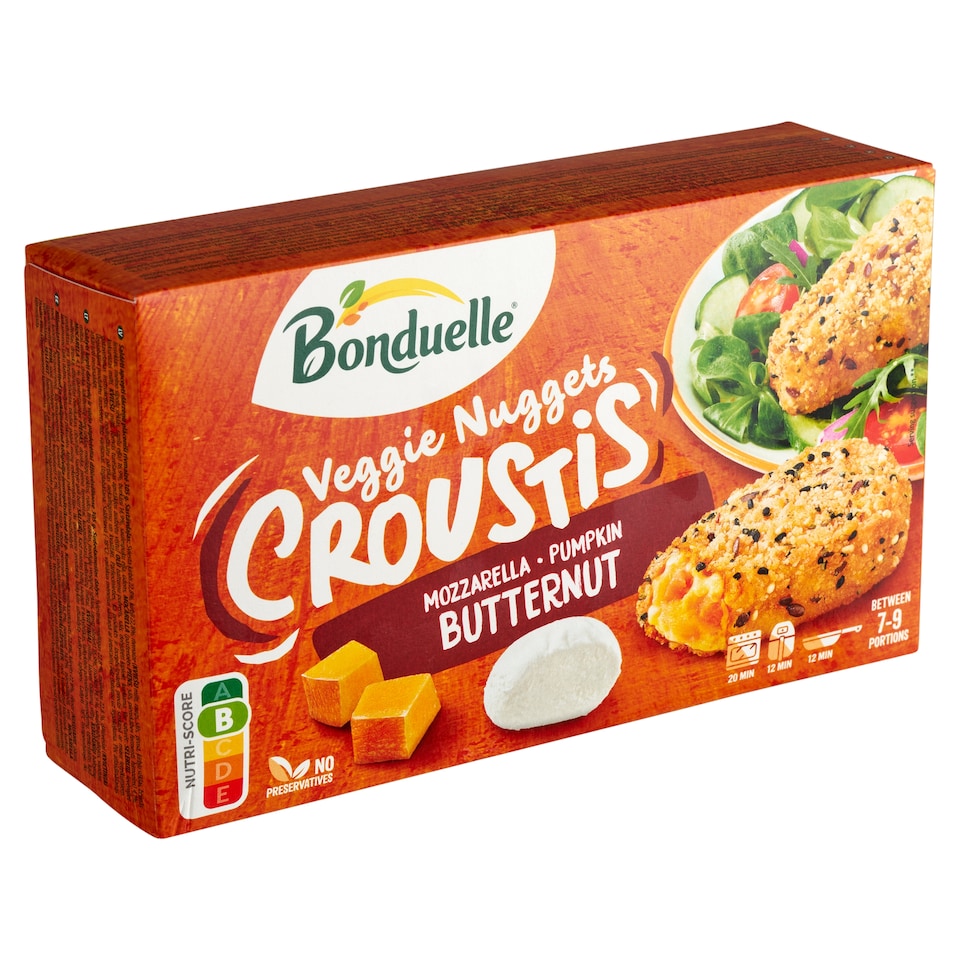 Bonduelle Veggie Nuggets gyorsfagyasztott panírozott és elősütött sajtos zöldségkorong 305 g