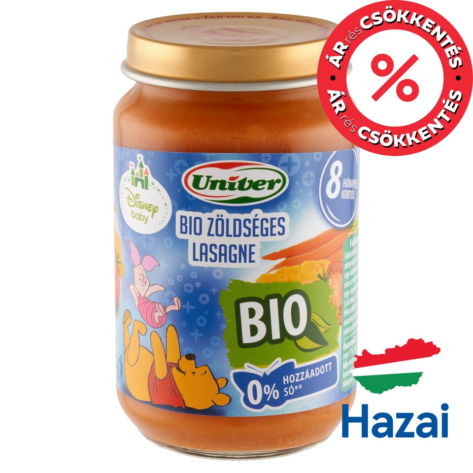 Univer Disney Baby bio zöldséges lasagne bébiétel 8 hónapos kortól 163 g