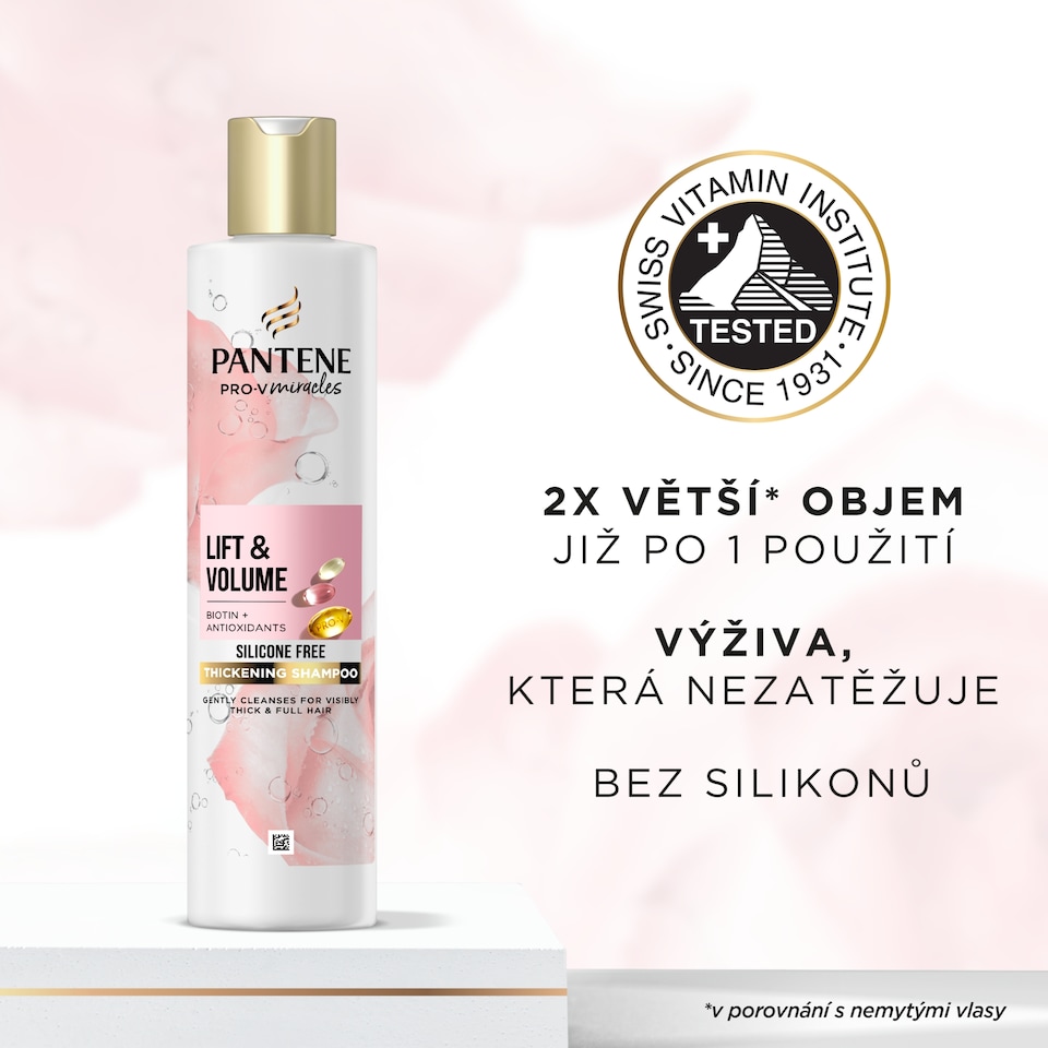 Obrázek 1 pro produkt Pantene Pro-V Miracles Lift'N'Volume Šampon pro Husté Vlasy s Biotinem 250ml. Bez Silikonů