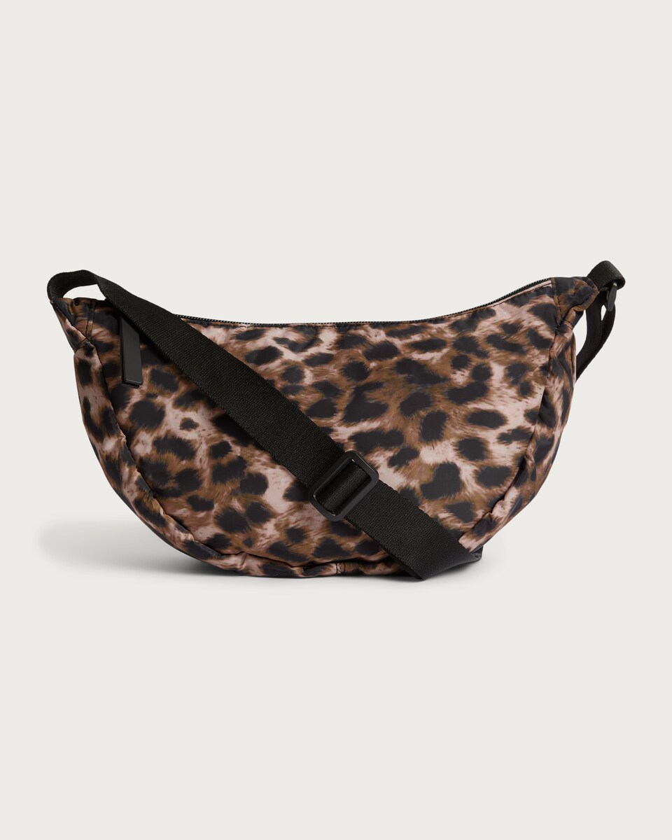image 1 of F&F Leopard Print Zip Closure Crossbody Bag in Multi Brown