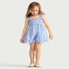 F&F Girls Pure Cotton Shell Print Playsuit in Blue