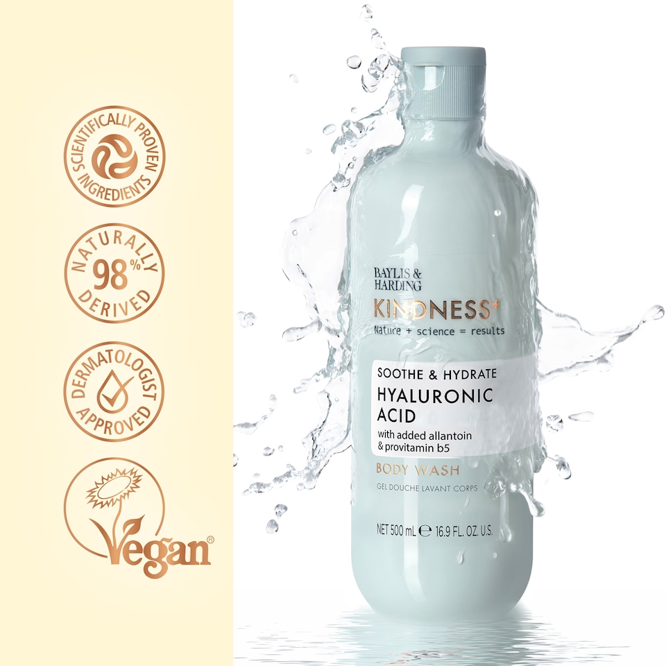 image 1 of Baylis & Harding Kindness+ Hyaluronic Acid Body Wash 500ml