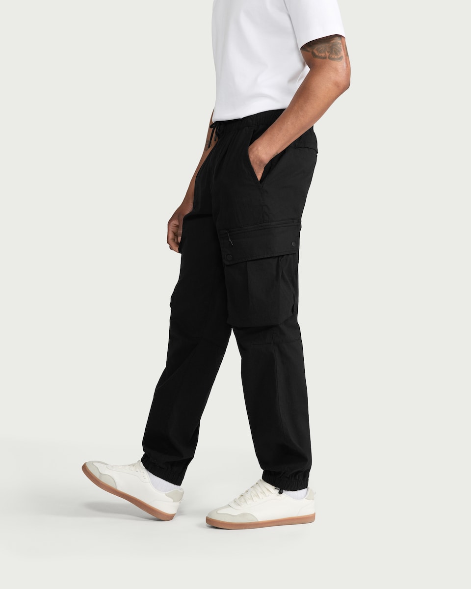 image 1 of F&F Cotton Rich Cargo Trousers in Black