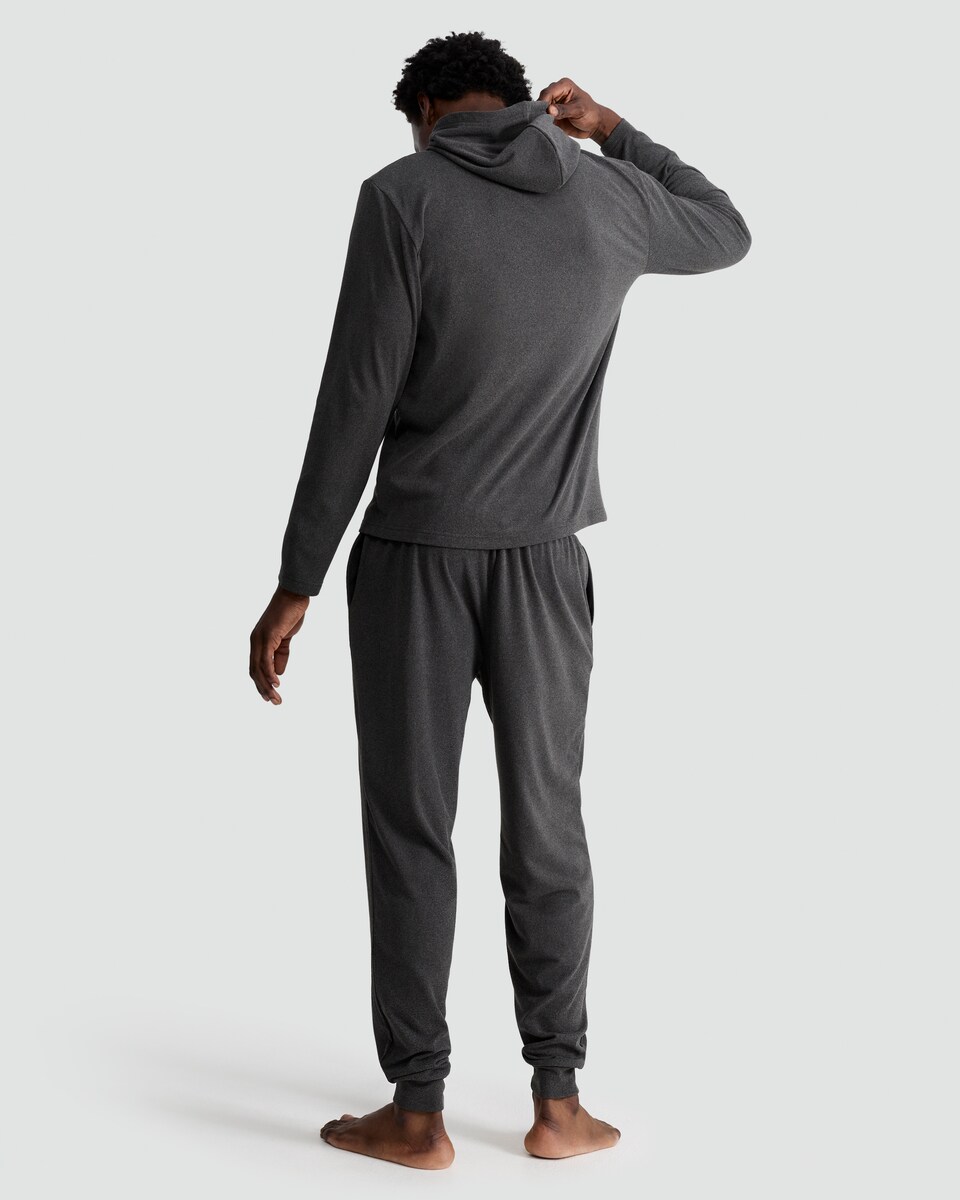 image 1 of F&F Fleece Hoodie and Cuffed Joggers Pyjamas in Grey
