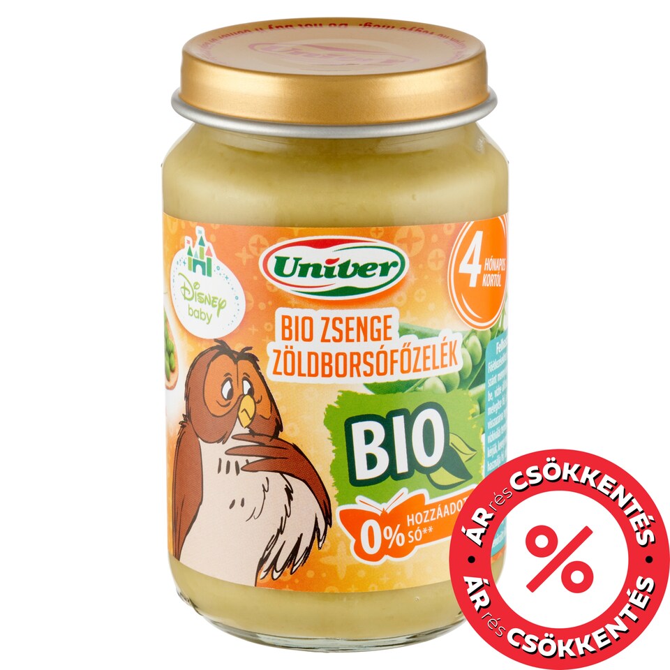 Univer bio zsenge zöldborsófőzelék bébiétel, 4 hónapos kortól 163 g
