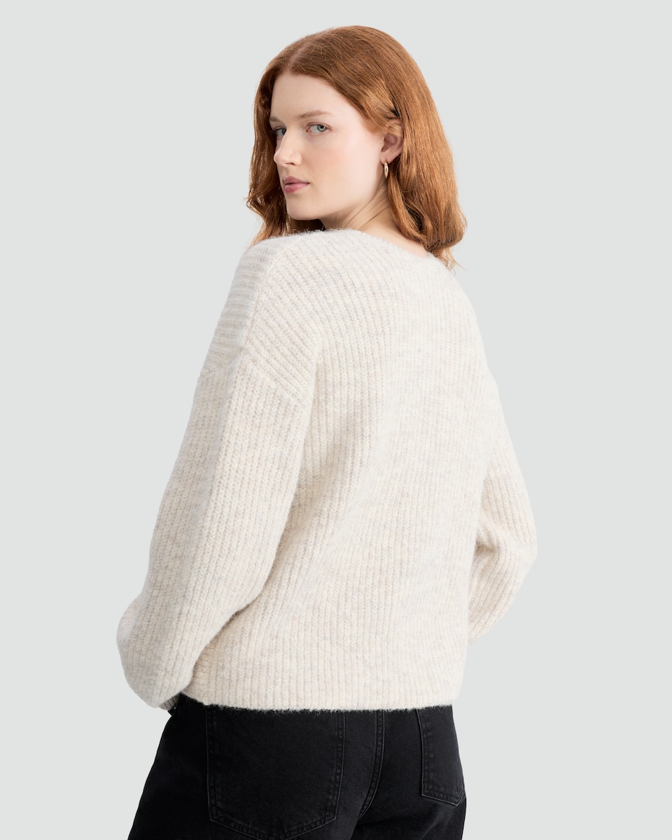 image 1 of F&F Knitted Twist Front Jumper with Wool in Neutral
