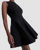 image 2 of F&F Ponte Sleeveless Pleated Dress in Black