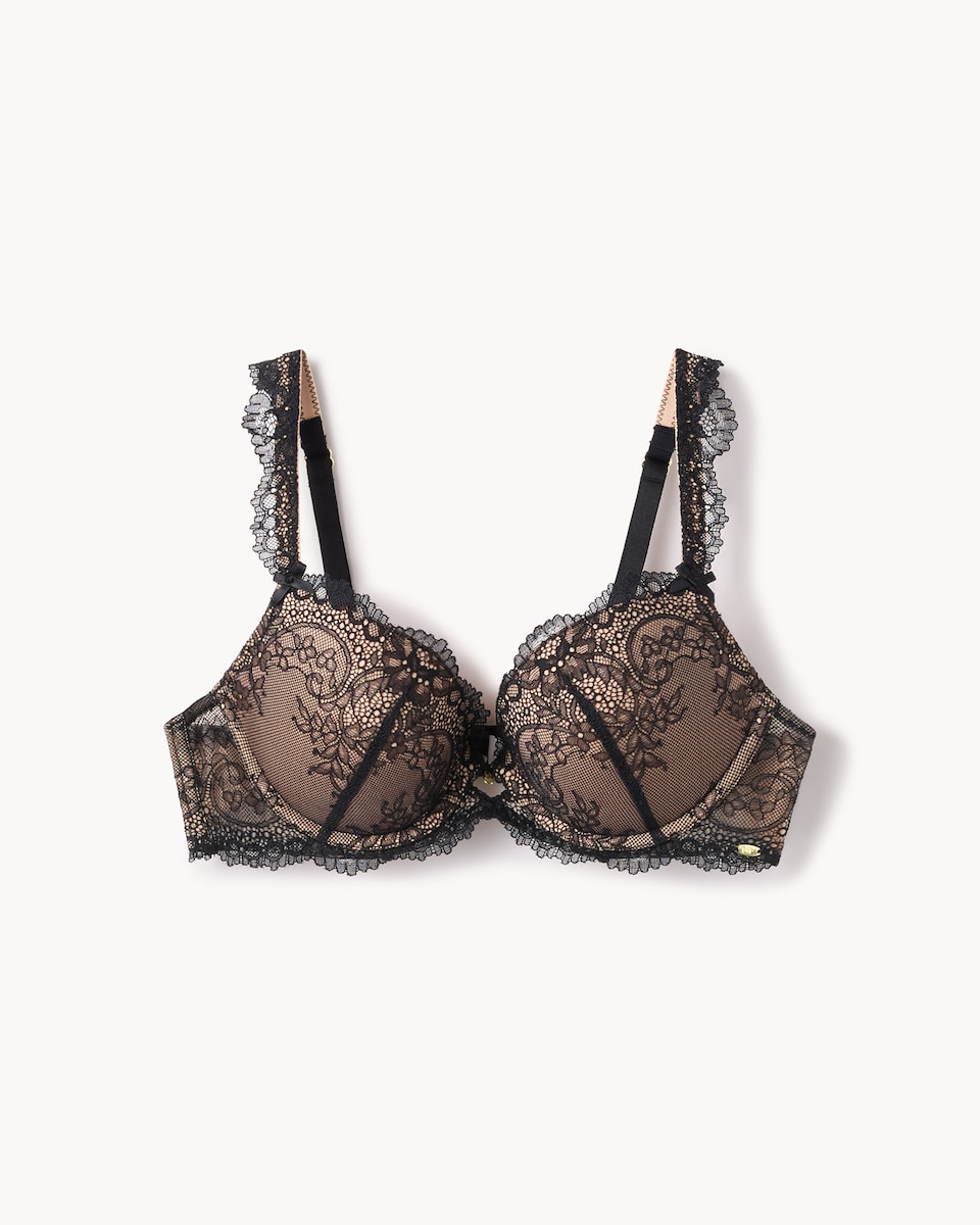 image 1 of F&F Lace Wired Push Up Bra in Black