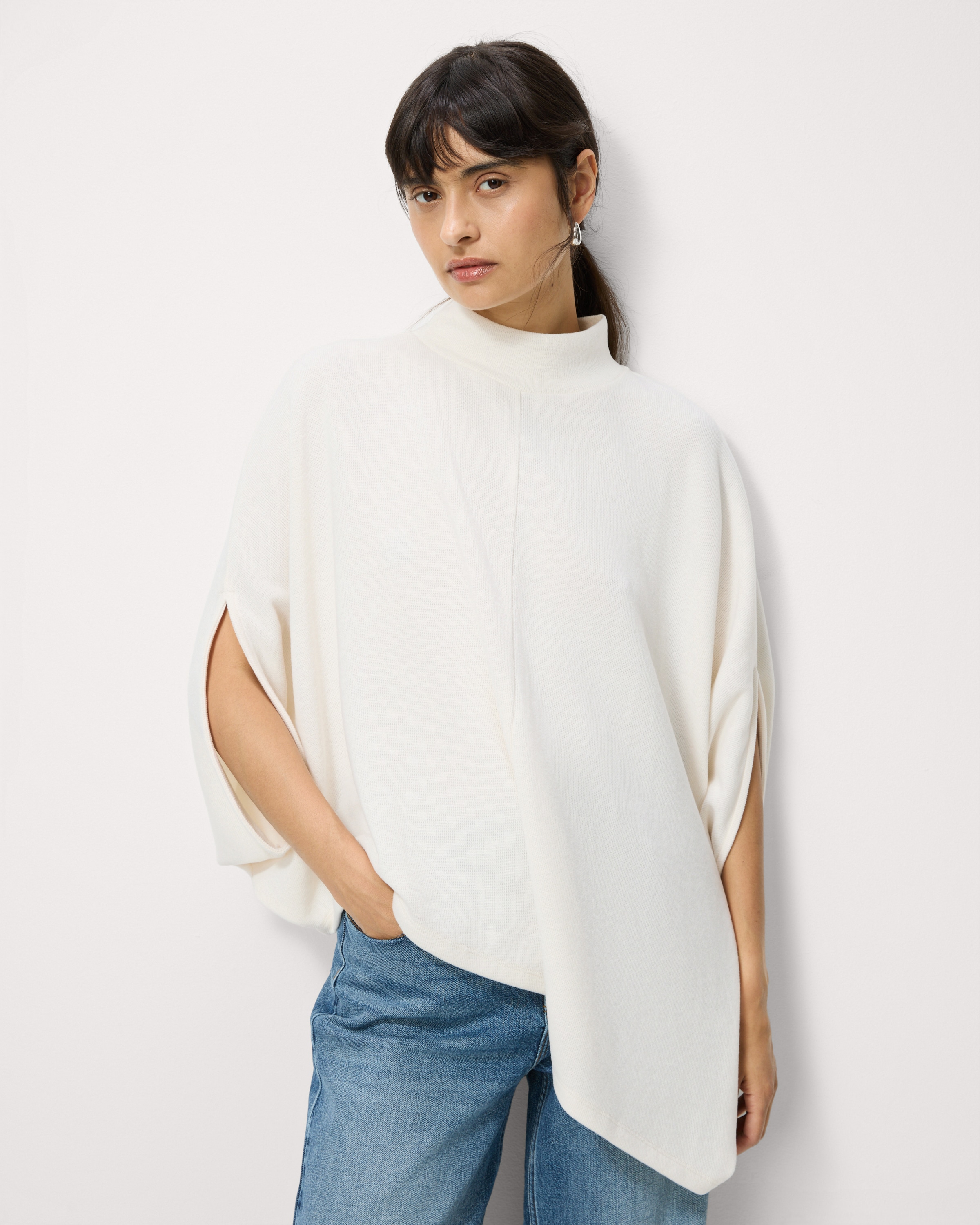 F&F High Neck Cape Top in Cream
