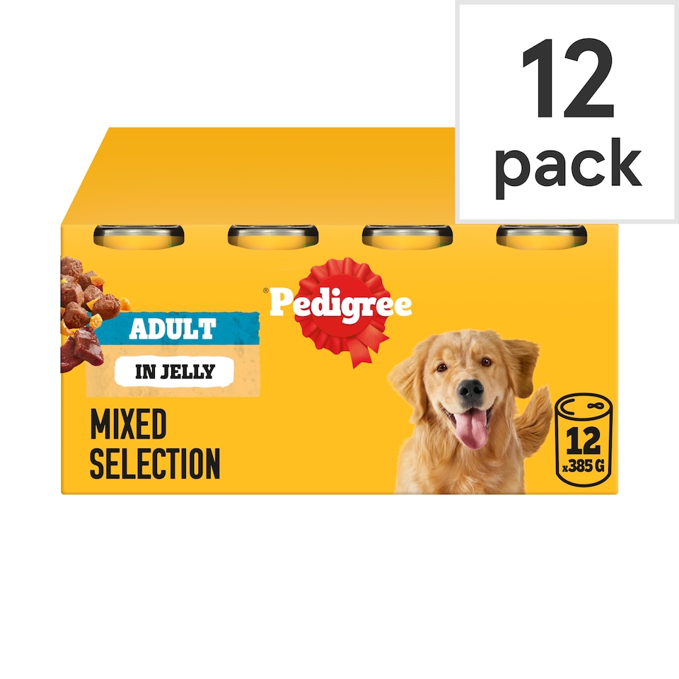 image 1 of Pedigree Adult Wet Dog Food Tins Mixed in Jelly 12 x 385g