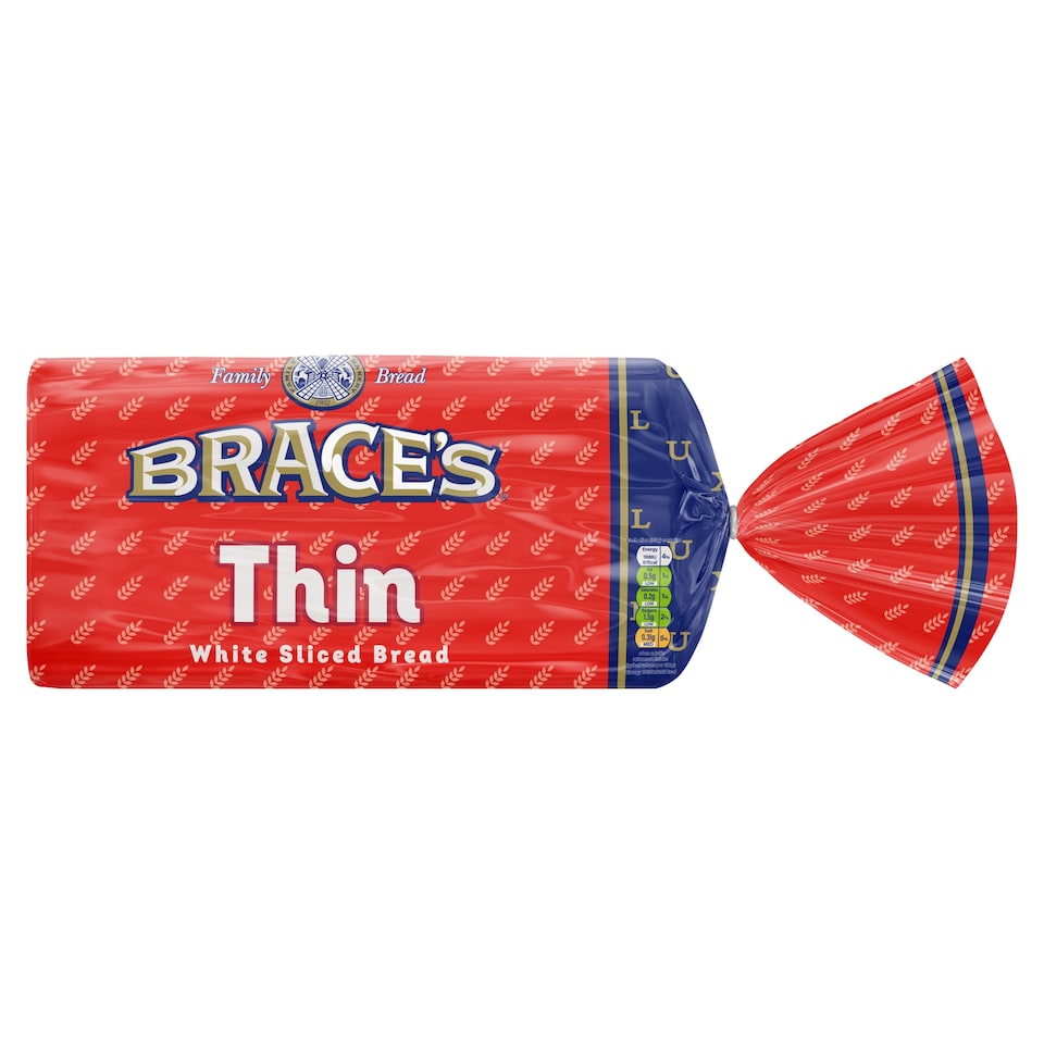 Brace's Luxury Family Thin White Sliced Bread 800g