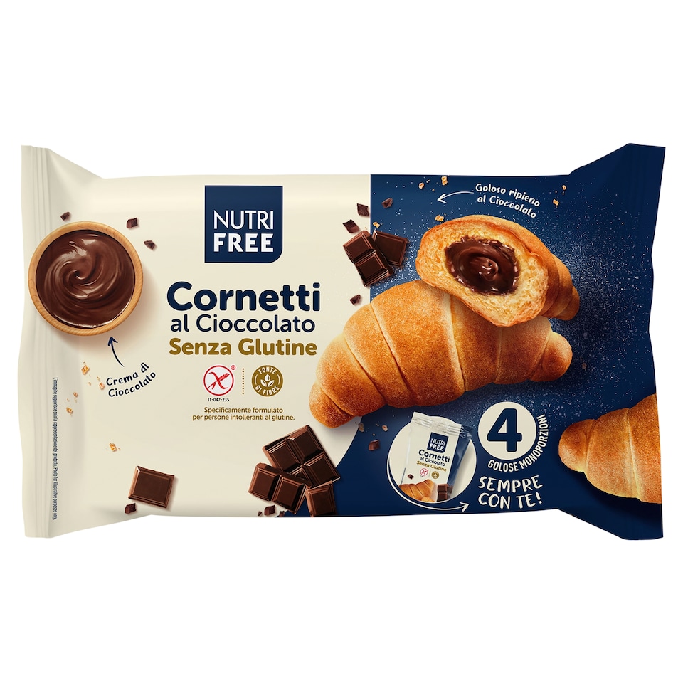 NutriFree Cornetti al Cioccolato pečený cukrářský výrobek s čokoládovou náplní bez lepku 240g