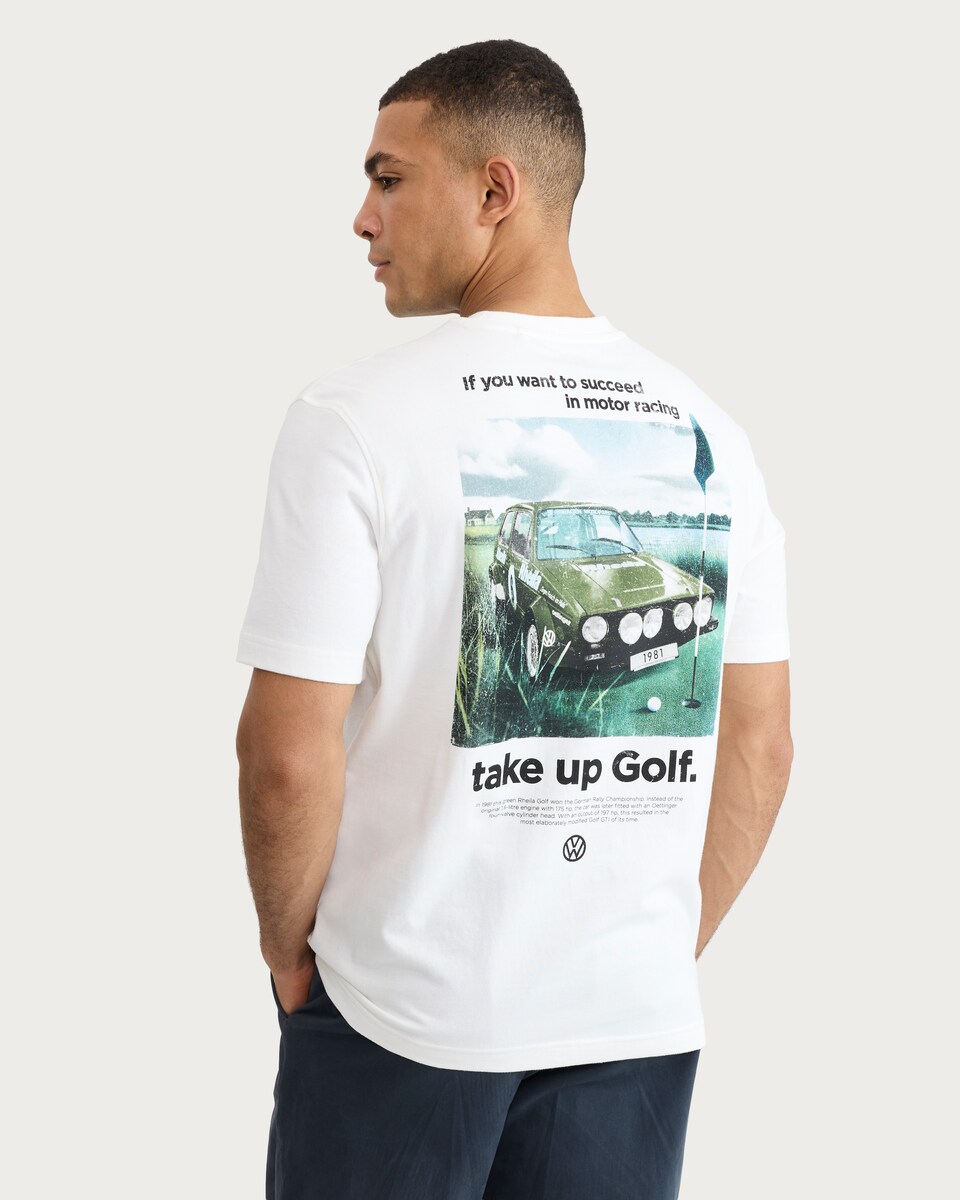 image 1 of Volkswagen Pure Cotton Golf T-Shirt in Cream