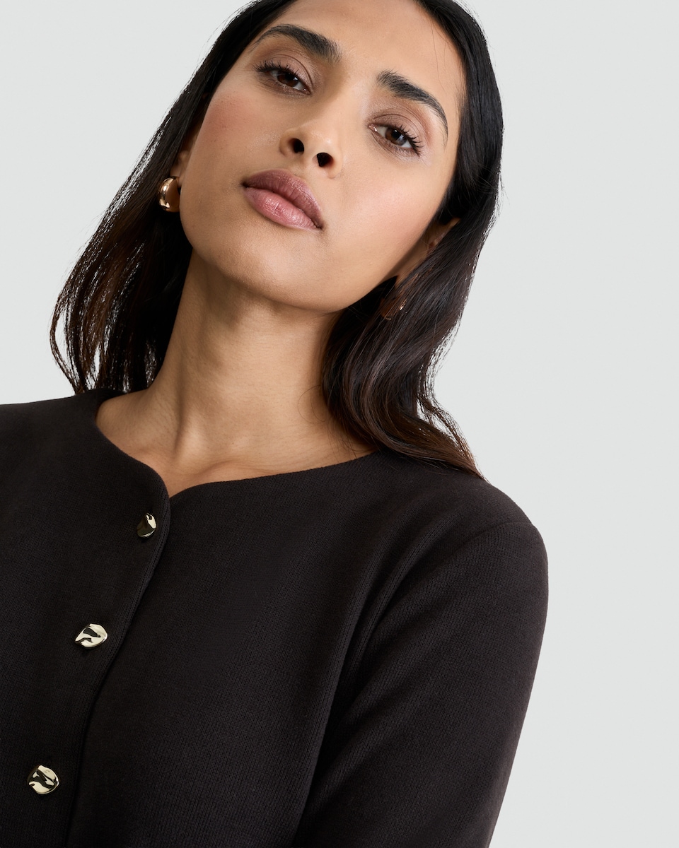 image 1 of F&F Button Front Co-ord Cardigan in Brown