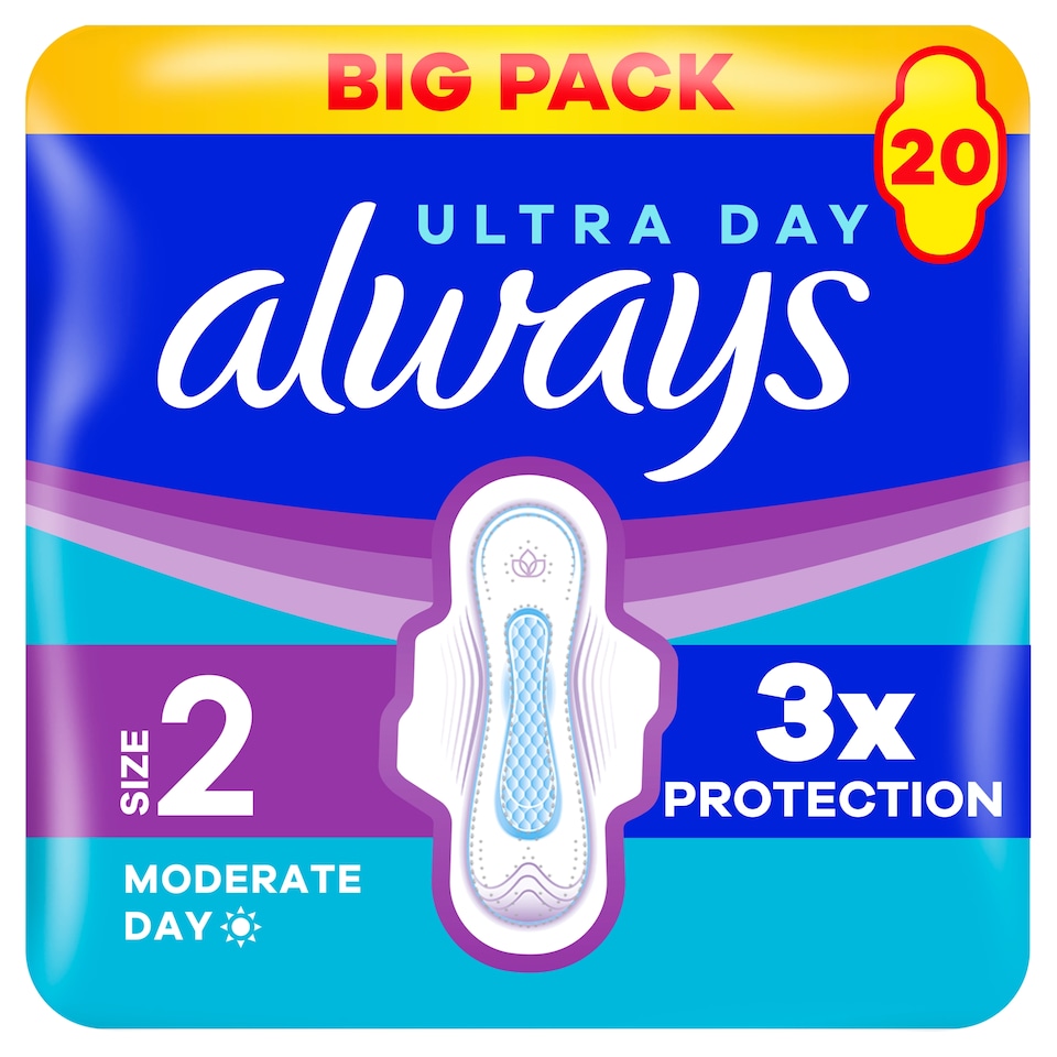 image 1 of Always Ultra Sanitary Towels Long with Wings Size 2 20 Pack