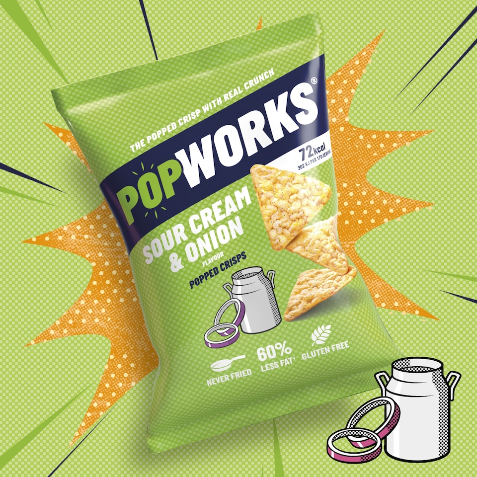 image 1 of Popworks Sour Cream & Onion Sharing Bag Popped Crisps 85g
