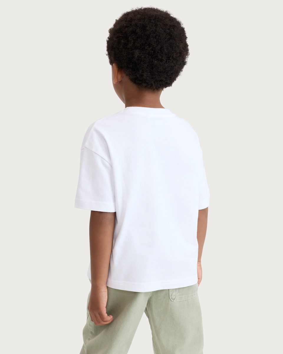 image 1 of F&F Boys Pure Cotton Pocket Front Short Sleeved T-Shirt in White