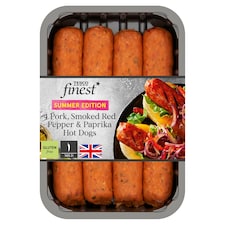 Tesco Finest 4 Pork, Smoked Red Pepper & Paprika Hot Dogs 400g