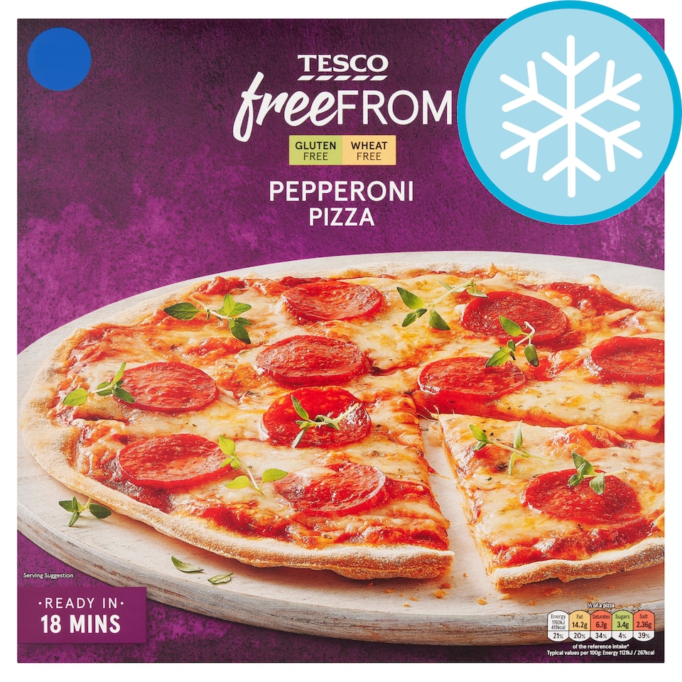 TESCO FREE FROM PEPPERONI PIZZA 340g