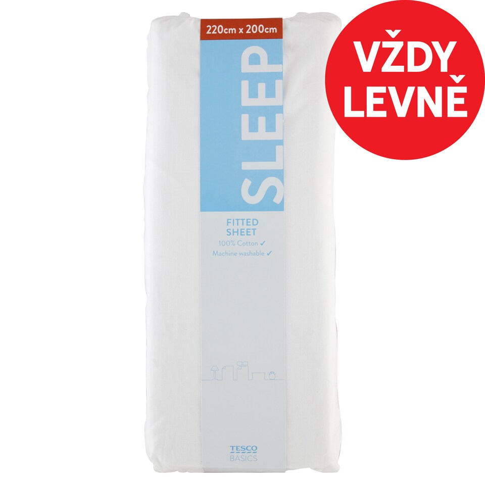 Tesco Basics Napínací prostěradlo White 220 x 200 cm
