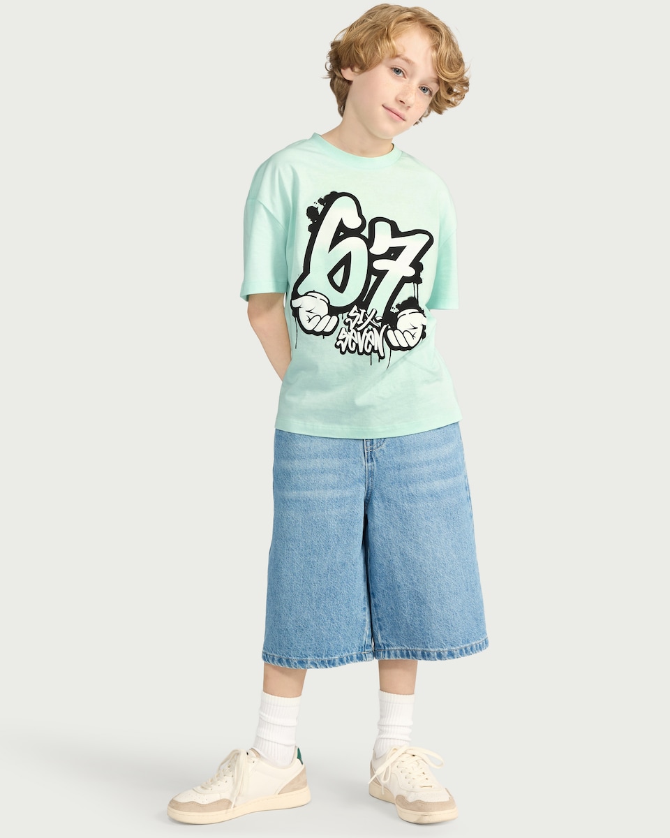 image 1 of F&F Boys Pure Cotton 6-7 T-Shirt in Mint