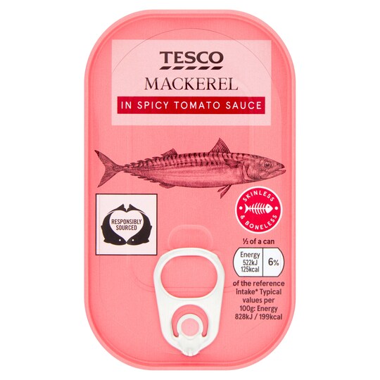 Tesco Mackerel In Spicy Tomato Sauce 125G Tesco Groceries