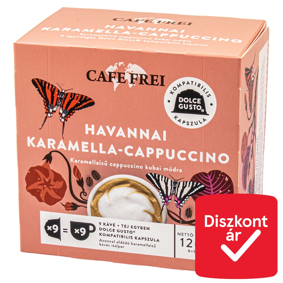 Cafe Frei Havannai Karamella-Cappuccino karamellaízű kávékapszula 9 x 14 g (126 g)