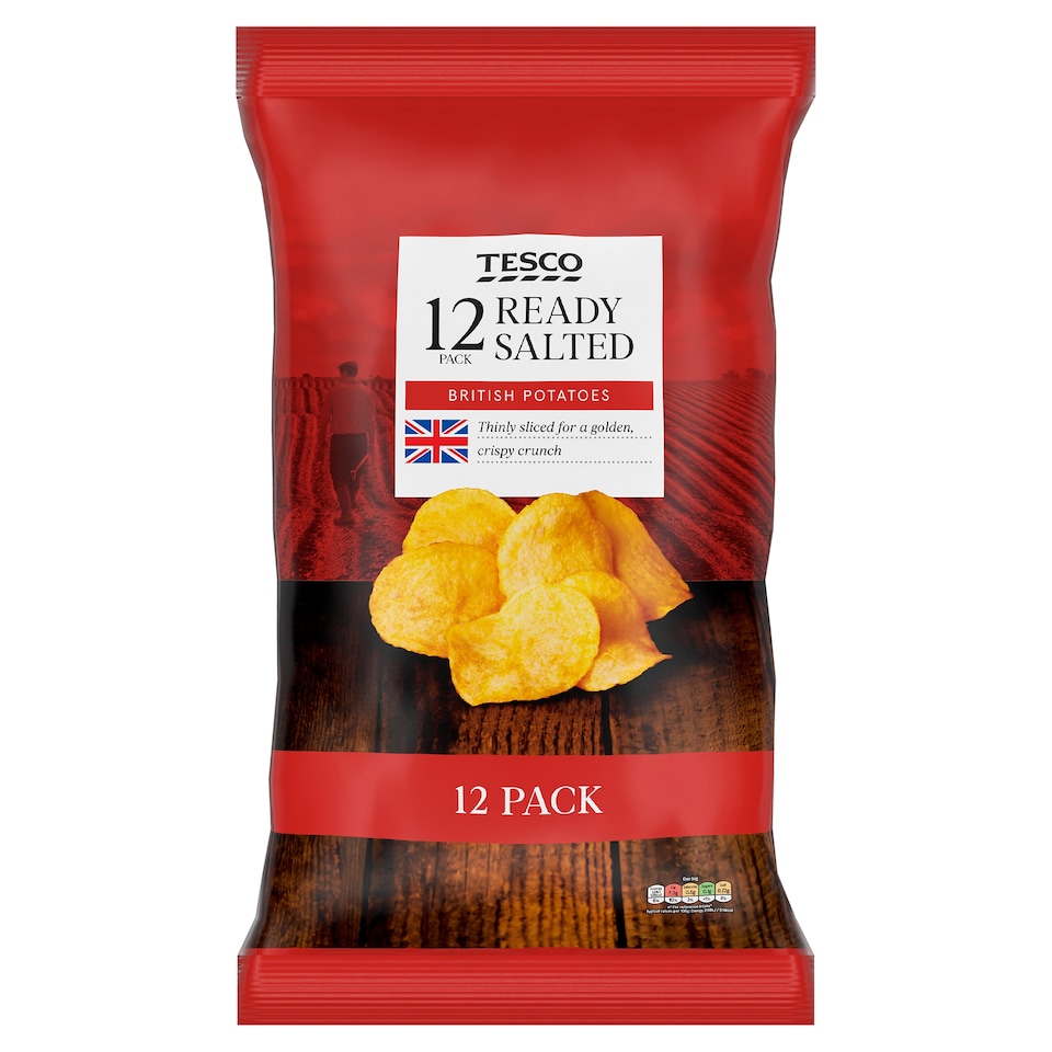 Tesco Ready Salted Crisps 12 x 25g