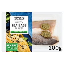 Tesco Pesto Butter Sea Bass Fillets 200g
