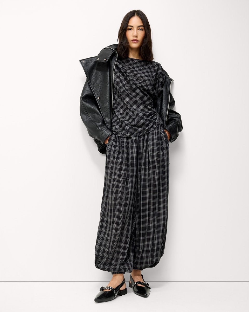 image 1 of F&F Checked Co-ord Blouse in Multi Black