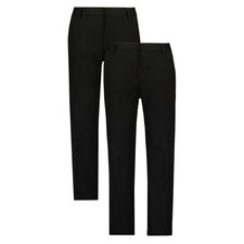 F&F School Boys 2-Pack Slim Fit Trousers in Black
