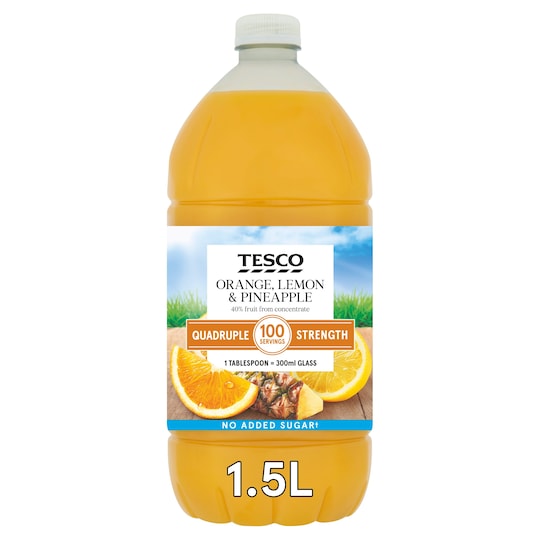 Tesco Quadruple Strength Squash Orange Lemon & Pineapple 1.5L Tesco