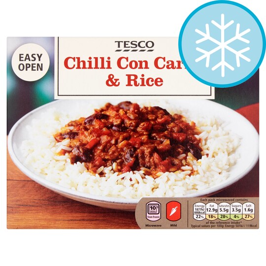 TESCO CHILLI CON CARNE & RICE 400G Tesco Groceries