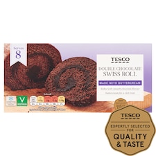 Tesco Double Chocolate Swiss Roll 8 Pack