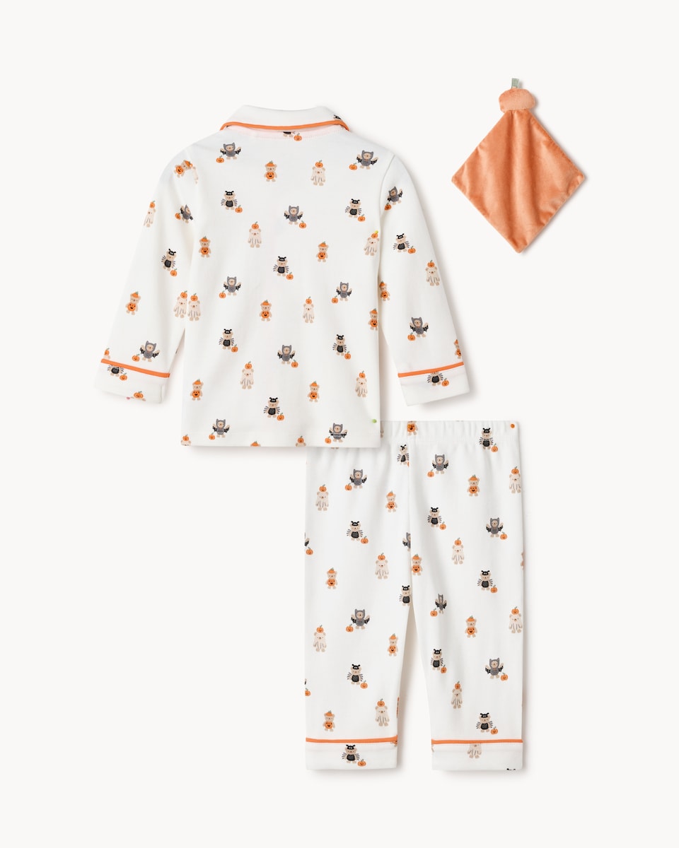 image 1 of F&F Baby 3-Piece Pure Cotton Halloween Pyjama Set in White