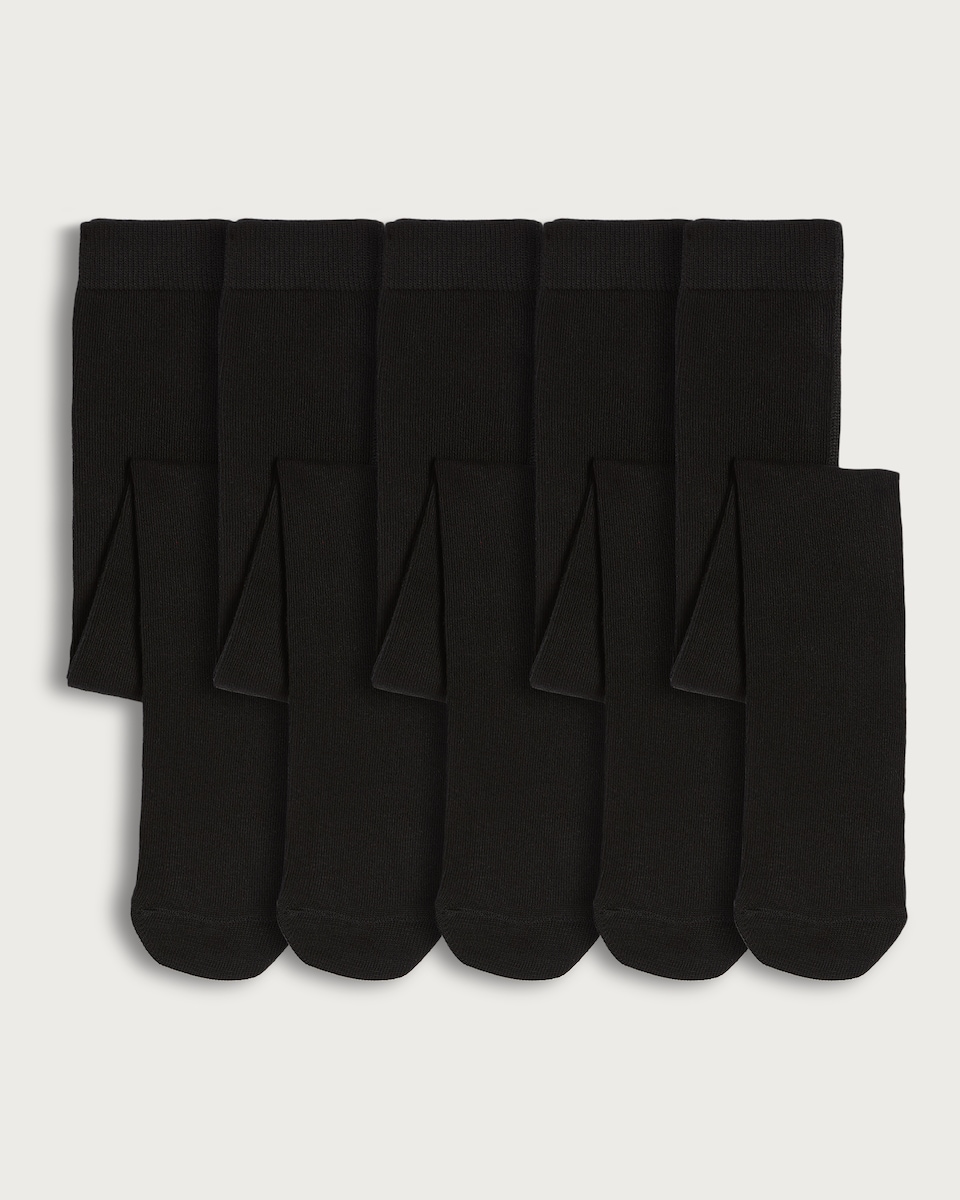 F&F School Girls 5-Pack Cotton Rich Tights in Multi