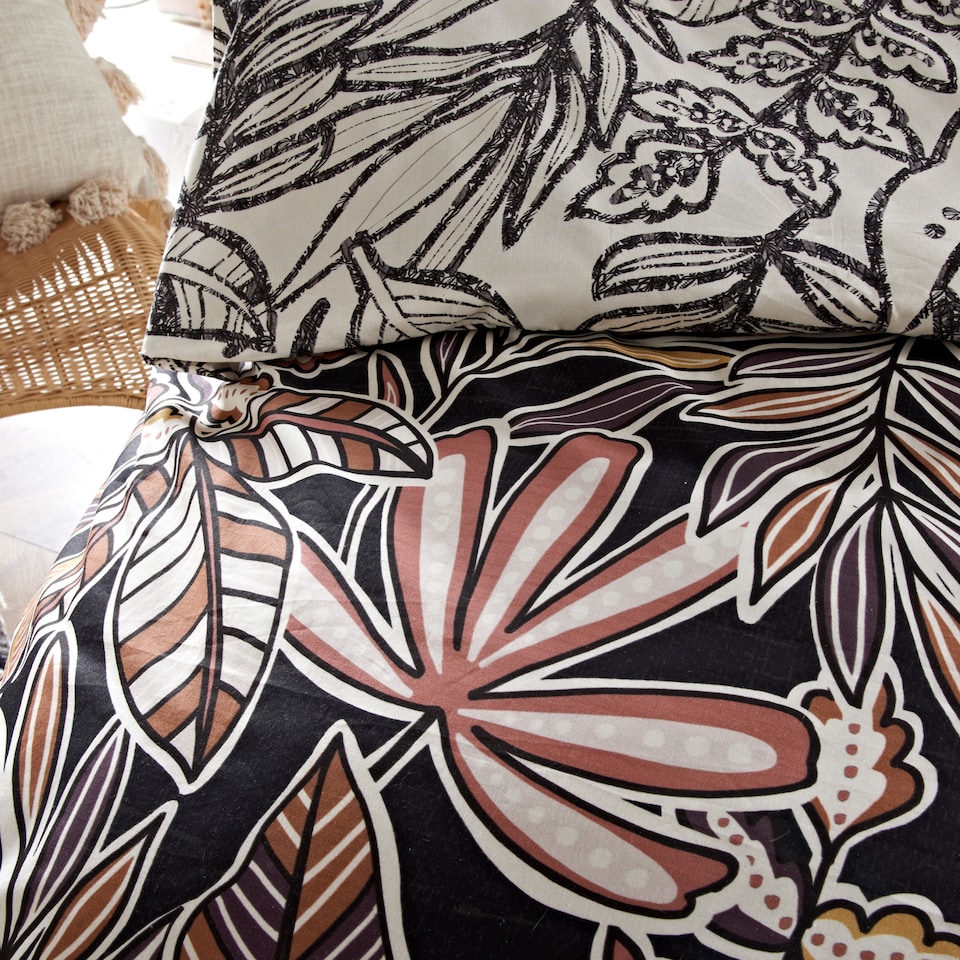 image 1 of Cosmo Living Leaf Print Duvet Set Double